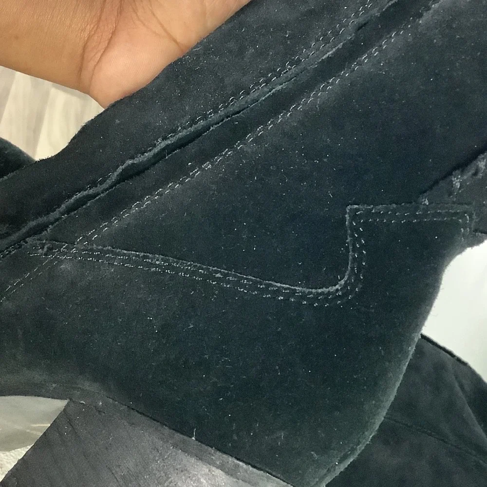 Dolce Vita Black Suede Over The Knee Block Heel Boots Pointed Toe Women Size 8